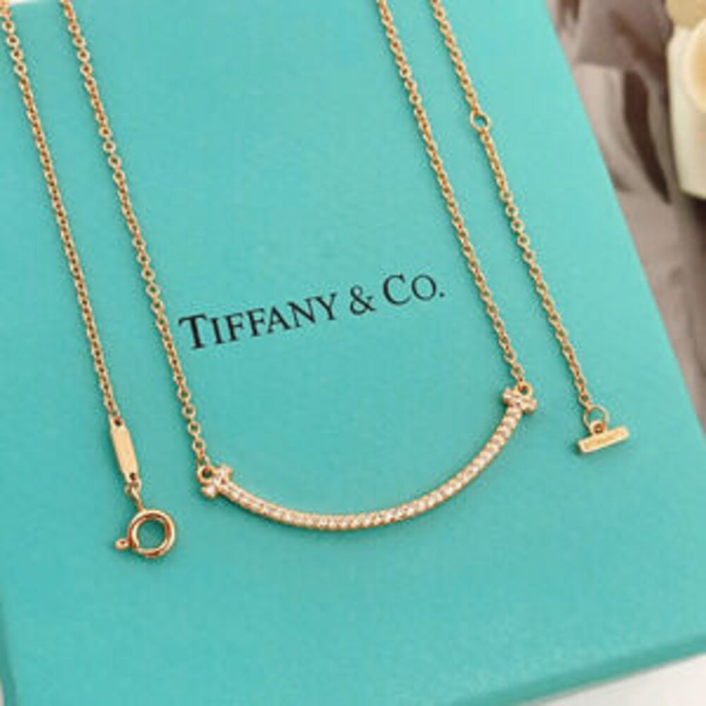 Tiffany & Co. Rose Gold Diamond-Studded Smile Necklace